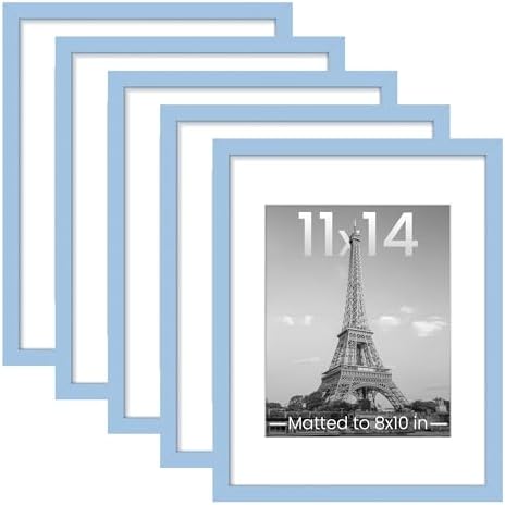 upsimples 11x14 Picture Frame, Gallery Wall Frames Set of 5, Blue by upsimples