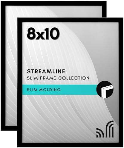 Americanflat 8x10 Picture Frame 2-Pack - Slim Molding - Black by Americanflat