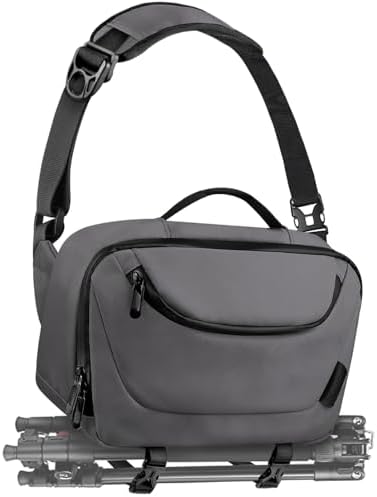 TAAOKA Camera Sling Bag,Travel Waterproof Camera Case with Tripod Holder,DSLR/SLR/Mirrorless Small Camera Bags Crossbody for photographers (Grey) by TAAOKA