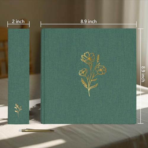 Holoary Photo Album 4x6 200 Photos, 200 Pockets 4”x6” Picture Album, Linen Fabric Cover Big Picture Book for Photos with Writing Area, 4x6 Photo Albums for Family Weddings Travel Memories(Dark Green) - Image 2