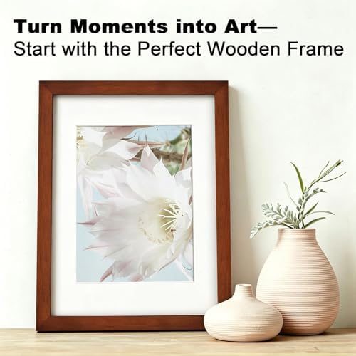 RPJC 11x14 Solid Wood Picture Frame Real Glass Cover Brown - Image 2