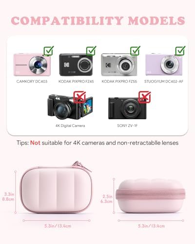 Digital Camera Case for CAMKORY/KODAK PIXPRO with SD Card Storage, Pink - Image 2
