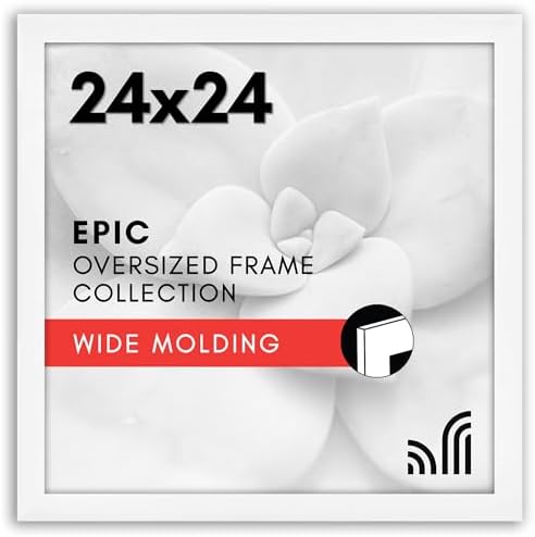 Americanflat 24x24 Poster Frame - White Engineered Wood with Polished Plexiglass - Wide Picture Frame for Vertical or Horizontal Wall Display - Epic Collection - White by Americanflat