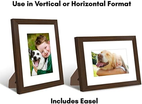 Americanflat 8x10 Picture Frame with Shatter-Resistant Glass - Use as 5x7 Frame with Mat or Display 8x10 Photo Without Mat - Signature Collection - Picture Frames for Tabletop and Wall - Walnut - Image 4