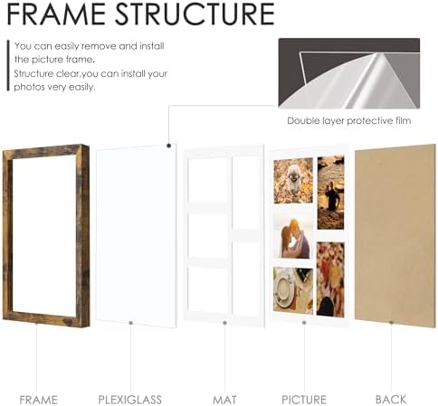 DUENPY 11x14 Collage Frame For 5 4x6 Photos Brown - Image 3