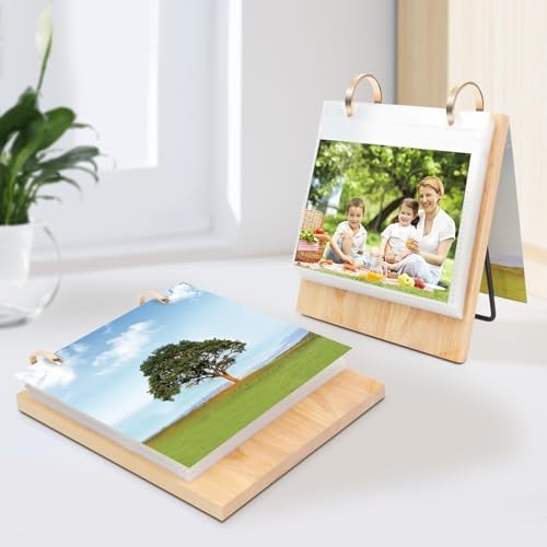 ZEEYUAN 4x6 Desktop Photo Frame Flip Photo Album on Stand with 60 Pockets, Mothers Day Gift for Mom From Daughter Son 4x6 Photo Album Desk Photo Book for Mom Grandma Gifts - Image 3