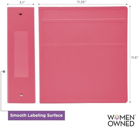Carstens 3-Inch Heavy Duty 3-Ring Binder - Side Opening, Bubblegum Pink, Durable Plastic, Precision No-Gap Rings, Waterproof Cover, No Pockets, Holds 400 Letter Sheets, BPA-Free, Made in USA (1708-3R) - Image 4