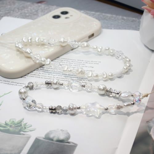 Beaded Camera Wrist Strap,Cute Phone Charm Decor,Pearl Bracelet Wrist Strap - Image 2