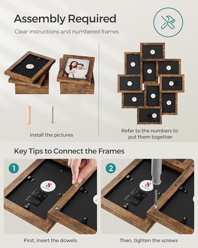 SONGMICS Collage Picture Frames for Wall Decor, 10-Pack 4x6, Glass Front - Image 3