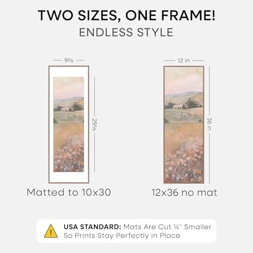 Homeforia 12x36 Mocha Picture Frame, High-End Metal, 10x30 Mat, Glass - Image 2
