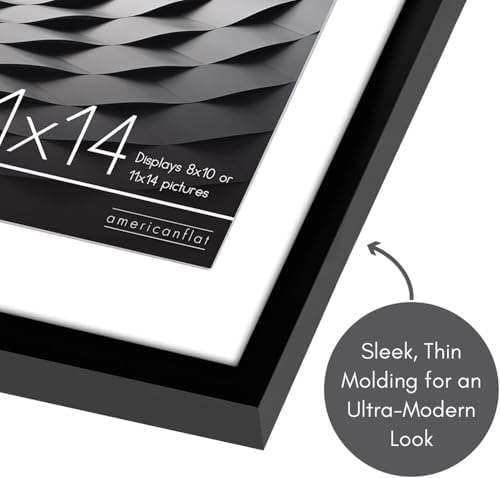 Americanflat 11x14 Picture Frame with Shatter-Resistant Glass - Use as 8x10 Frame with Mat or Display 11x14 Photo Without Mat - Streamline Collection - Thin Border Picture Frames for Wall - Black - Image 6