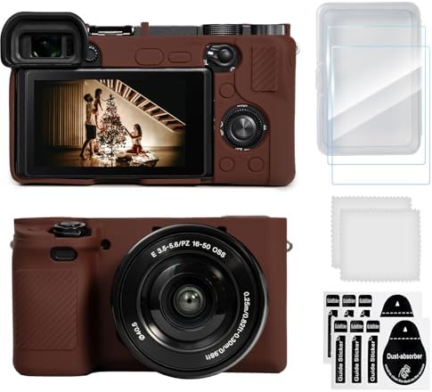 Case for Sony Alpha A6400 A6300, 2 Screen Protector, Dark Brown by TYUANDOUER