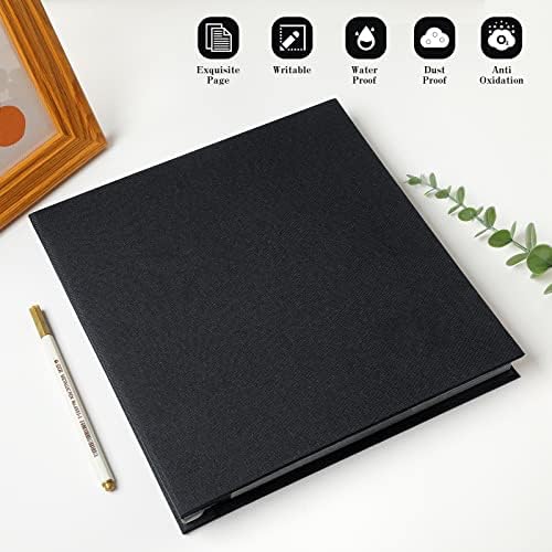 Spbapr Large Photo Album Self Adhesive Linen Cover Magnetic Scrapbook Album DIY Scrap Book 60 Black Sticky Pages for 4x6 5x7 8x10 10x12 Pictures with A Metal Pen - Image 2