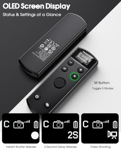 for Canon Camera Remote Control, Hanpusen Rechargeable Wireless Shutter Release with OLED Screen for R50/G7X Mark III/R8/R5/R/RP/R50 V/R10/R5 Mark II/M50/M200/6D Mark II/M6 Mark II, Replace BR-E1 - Image 6