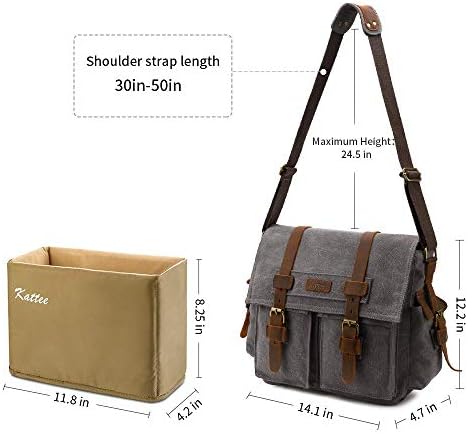 Kattee Vintage Leather Canvas DSLR SLR Camera Bags for Men - Image 3
