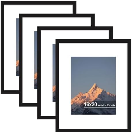 16x20 Wood Picture Frame Set of 4, Wall Mount for Home Decor, Black by SZYUU