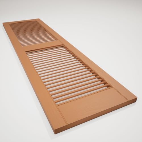 12"W x 64"H Lifetime Vinyl, Standard Cathedral Top Center Mullion, Open Louver Shutters, w/Installation Shutter-Lok's & Matching Screws (Per Pair), Treated Cedar - Image 6