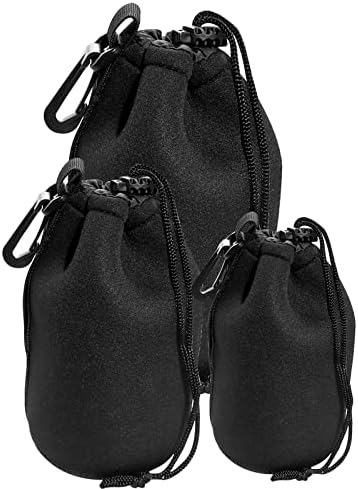 Lens Pouch Set 3Pack Replacement Compatible for Canon, Nikon, Sony, Pentax, Olympus (Small, Medium, Large) by MOGALY