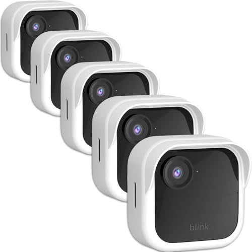Silicone Skin Case/Cover for Blink Outdoor 4 (4th Gen)/2K+ - Weatherproof Silicone Case with Brim for Full Camera Protection, Blink Outdoor 4/2K Smart Security Camera Accessories (White, 5 P) by PUUUCI