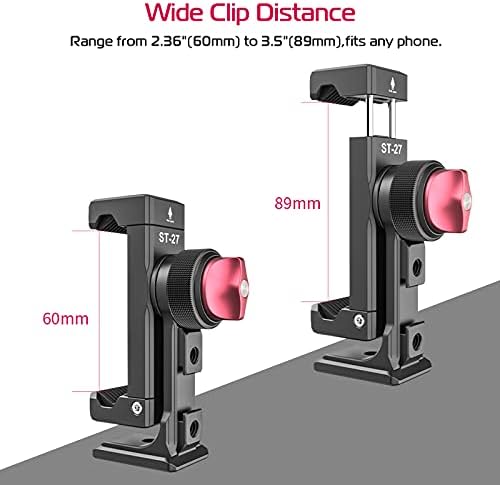 Metal Phone Tripod Mount 3 Cold Shoes & Arca Port, 360° Smartphone Tripod - Image 5