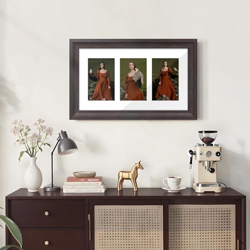 DUENPY 8x14 Collage Frame For 3 4x6 Photos Walnut - Image 6