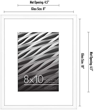 Americanflat 8x10 Picture Frame with Shatter-Resistant Glass - Use as 5x7 Frame with Mat or Display 8x10 Photo Without Mat - Streamline Collection - Picture Frames for Tabletop and Wall - White - Image 3