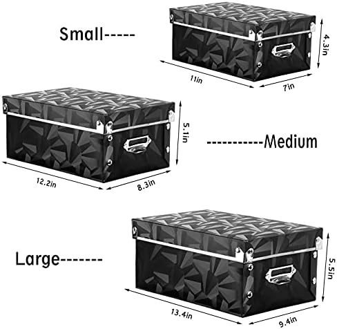XUCHUN Foldable Storage Boxes with Lids 3 Pack Plastic Collapsible Storage Bins with Handles for Clothes, Cosmetic,Books - Image 4