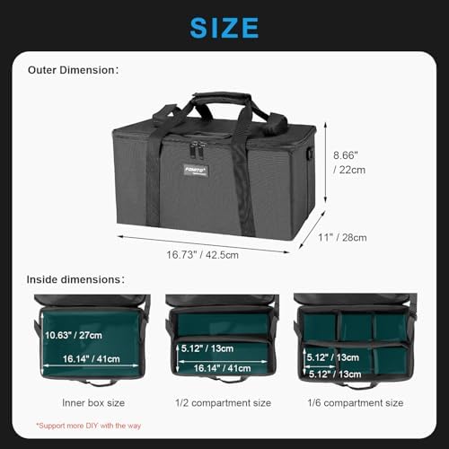 FOMITO AB-20B Foldable Camera Bag for DSLR/Gimbal/Drone 13.78 * 8.27 * 8 inch Shockproof Case Foam Compartments & Carry Handle (Medium) - Image 5