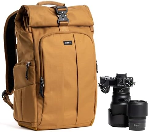 Think Tank FocusPoint 30L RollTop Camera Backpack - Golden Hour: Expandable Travel & Camera Backpack with Laptop Sleeve, Quick Side and Back Access, Rain Cover – Versatile Photography & Travel Bag by ThinkTankPhoto