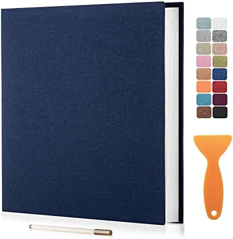 Large Photo Album Self Adhesive Scrapbook Album for 4×6 5×7 8×10 Pictures DIY Magnetic Linen Cover Album 60 Pages for Family Wedding Gifts with Metal Pen and Plastic Board by HenPisen