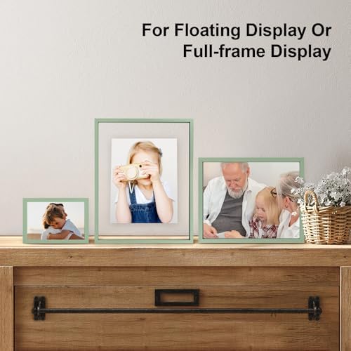 Egofine 12x12 Floating Frames Set of 2, Double Plexiglass Picture Frame, Made of Solid Wood Display Any Size Photo up to 12x12, Wall Mount or Tabletop Standing, Green - Image 5