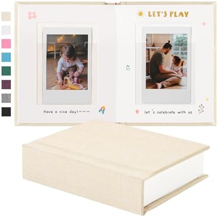 Instax Mini Photo Album with Writing Space, Linen Cover, Beige by Unknown