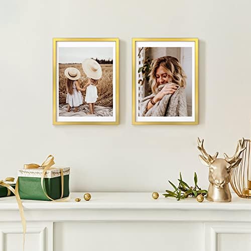 12x16 Picture Frame Set of 6, Display Pictures 11x14 with Mat or 12x16 Without Mat,Wall Gallery Photo Frames, Polished Gold - Image 3