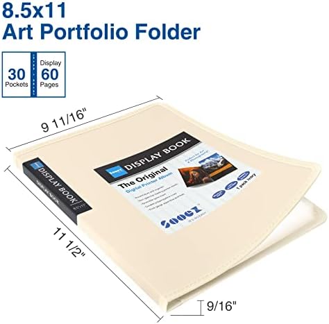 Sooez 30-Pocket Binder with Plastic Sleeves 8.5x11,Heavy Duty Art Portfolio - Image 2