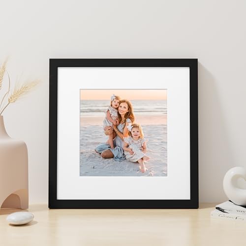 Vittanly 12x12 Picture Frame Made of Solid Wood for Wall Mounting, Black - Image 4