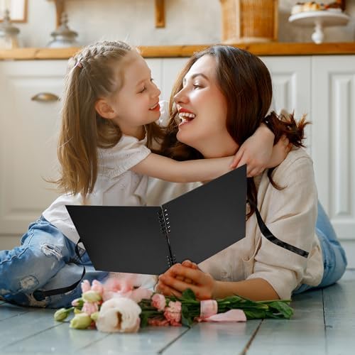 Vienrose 8x8 Inch Scrapbook Album, Small Photo Album DIY Scrapbook Black Thick Kraft Paper Memory Book, Scrap Book Photo Albums for Couple Baby Wedding Family | Small Photo Album, Memory Book, Scrapbook For Couple Baby Wedding Family - Image 4