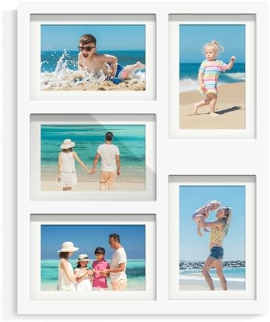 DUENPY 5x7 Collage Frame Holds 5 4x6 Photos White by DUENPY