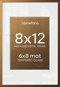 Homeforia 8x12 Bronze Picture Frame, High-End Metal, 6x8 Mat, Glass by Homeforia