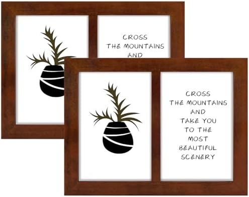 Golden State Art, 4x6 Double Picture Frame, Displays Two 4x6 Photos(Brown) by GoldenStateArt