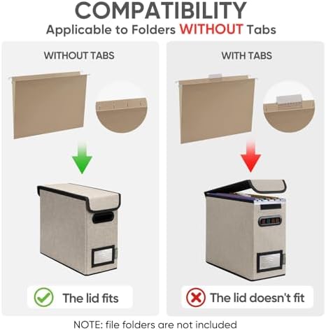 BALEINE File Organizer Box with Lid, Collapsible Hanging File Storage Box - Image 3