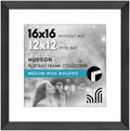 Americanflat 16x16 Picture Frame - Matted to 12x12 - Black by Americanflat