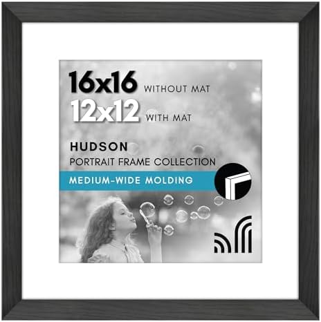 Americanflat 16x16 Picture Frame - Matted to 12x12 - Black by Americanflat
