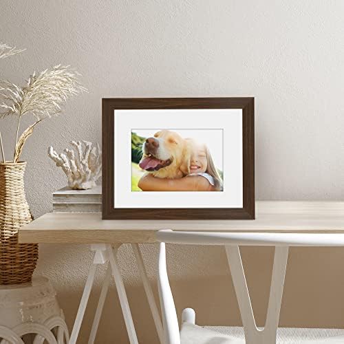 Americanflat 8x10 Picture Frame with Shatter-Resistant Glass - Use as 5x7 Frame with Mat or Display 8x10 Photo Without Mat - Signature Collection - Picture Frames for Tabletop and Wall - Walnut - Image 5