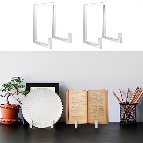 2 Pcs Large Plate Stands for Display Metal Frame Holder, White, 8 Inch - Image 6