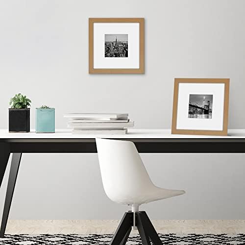 Americanflat 8x8 Picture Frame with Shatter-Resistant Glass - Use as 4x4 Frame with Mat or Display 8x8 Photo Without Mat - Signature Collection - Square Frames for Tabletop and Wall - Dark Oak - Image 4