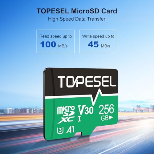 TOPESEL 256GB Micro SD Card with Adapter, High Speed TF Card, Memory Card microSDXC for Camera, Smartphone, Tablet, Dash Cam, Drone, UHS-I, U3, A1, 4K UHD, V30(256GB 1Pack) - Image 2