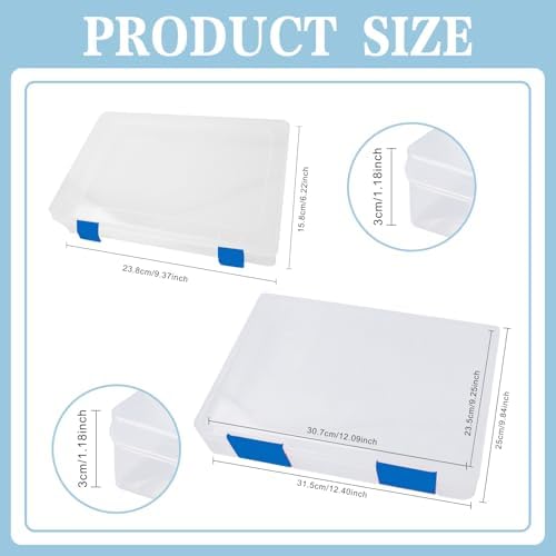 12 Pcs Clear Paper Storage Box, Blue, 12.4 x 9.84 x 1.18 Inches - Image 2