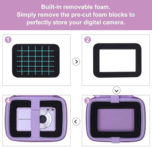 L LTGEM Digital Camera Case Compatible with KODAK PIXPRO FZ55/FZ45, Canon ELPH 180/190, Sony DSCW830/DSCW800, CAMKORY, QUMCOU, Lecran Digital Cameras, Purple(Case Only) - Image 4