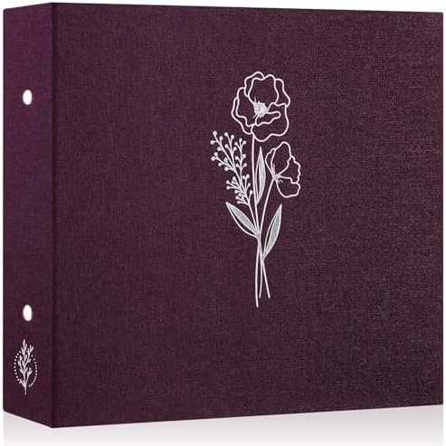 Lanpn 12x12 inch Scrapbook Photo Album, Linen Cover Archival Acid Free Top Load 3 Ring Binder Folder Photo Book 12 x 12 with 30 Plastic Sleeves 60 Pages (Purple) by Lanpn