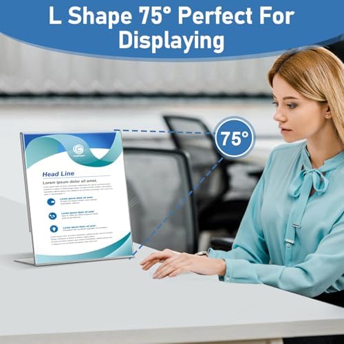 Acrylic Sign Holder 5x7 Inches, 13 Pack Clear Plastic Table Flyer Display Stand, L-Shape Vertical Menu Paper Holder Stand, Clear Picture Photo Flyer Display Stand for Restaurants, Store Fair,Office - Image 4